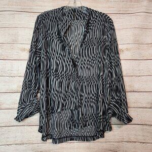 IC by Connie K Asymmetric One Button Jacket Size L Artsy Sheer Angled Hem